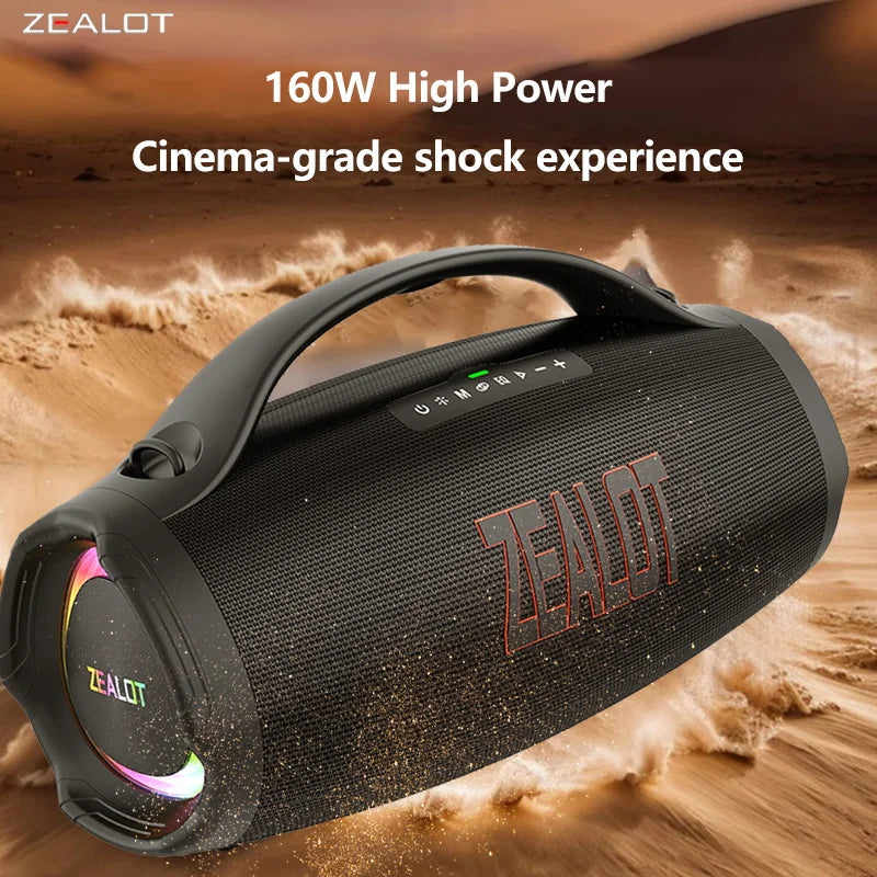 ZEALOT S98 160W Wireless Speakers, DSP Technology, RGB Light Wireless Hifi Sound quality, 36000mAh Battery, 60 Hours Playtime.