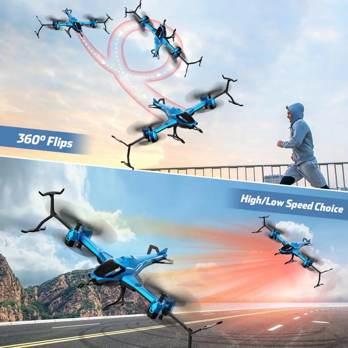 VATOS Super All in 1 Remote Control 2.4Ghz RC Helicopter 360° Flip Obstacle Avoidance Night Light Toy Christmas Gift Kids Adults
