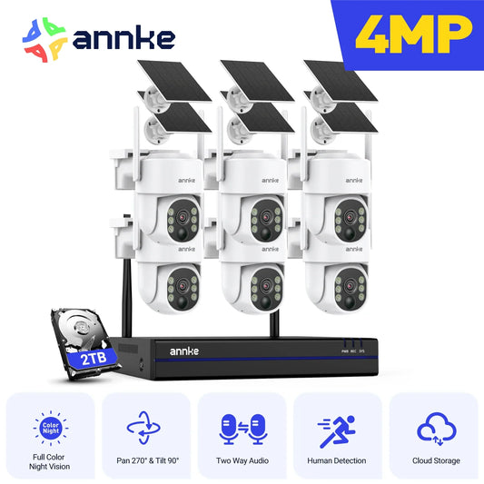 ANNKE 4MP Wireless surveillance system 16CH NVR wifi surveillance camera kit Audio Battery solar surveillance cameras outdoor