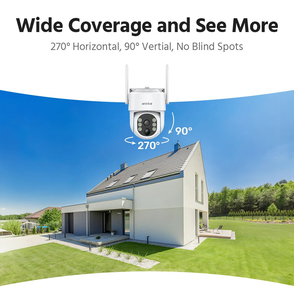 ANNKE 4MP Scalable Wireless Security Camera System 4CH 5MP Wireless NVR IP65 4MP PIR Two-way Audio Solar PT Camera