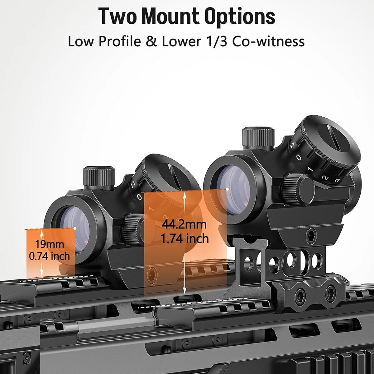 2MOA Red Dot Sight 1x25mm Reflex Sight Waterproof & Shockproof & Fog-Proof Red Dot Scope with 1 inch Riser Mount