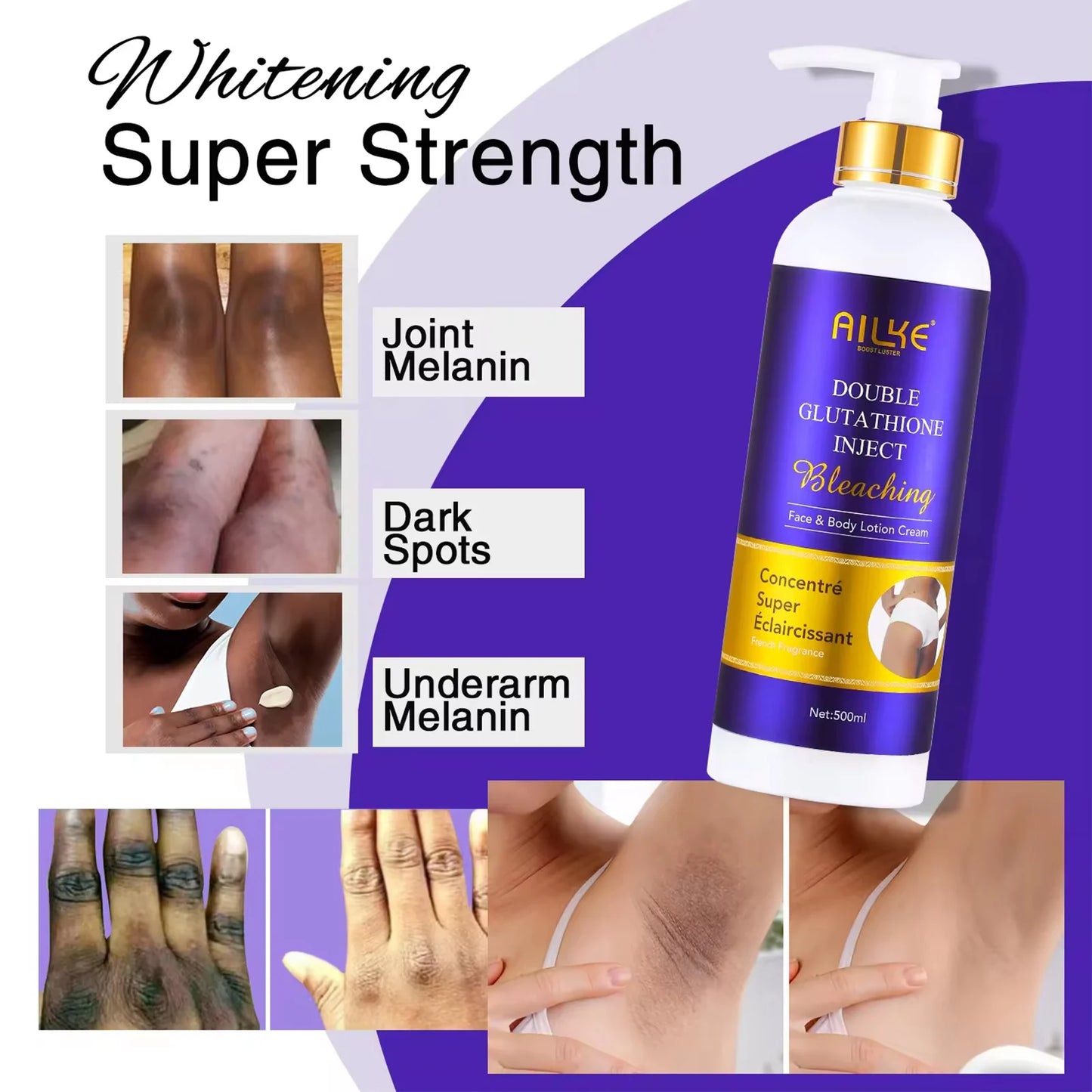 AILKE Whitening And Moisturizing Body Lotion, Hydrating, Reduce Black Spots, Even Skin Tone, Suitable All Skin Types Cream