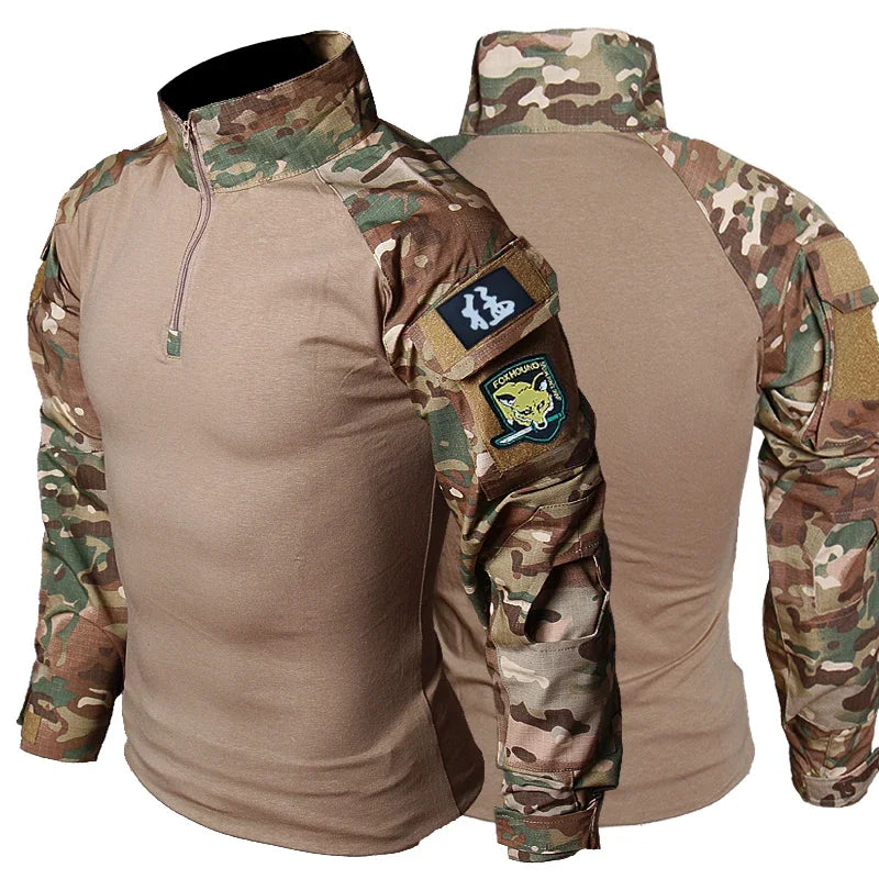Combat Shirts Uniform Camouflage 4XL Cargo Sport Tops Airsoft Paintball Hunting Hiking Tactical Shirt Men Waterproof Tops