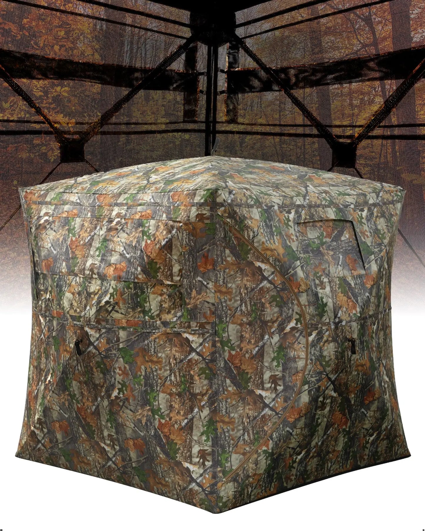 Portable Hunting Blind For 2-4 Person, 270° Visibility Ground Tent With Silent Magnetic Door & Carrying Bag, 58"x58"x66"