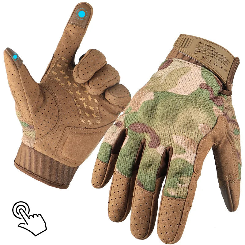 Camouflage tactics, full finger gloves, touch screen shooting, hunting, outdoor cycling, hiking, anti slip and wear-resistant