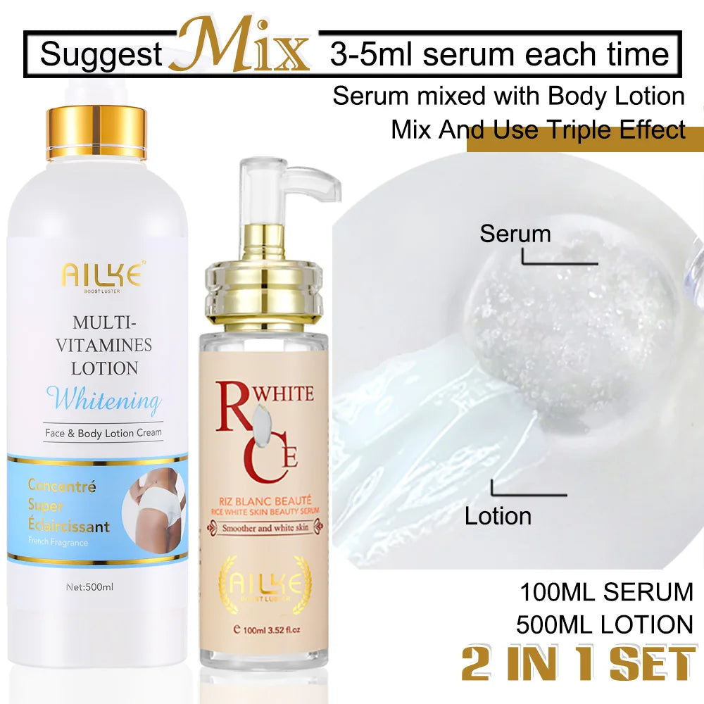 AILKE Multi Vitamin Brightening Body Lotion, Clean Skin, Increase Skin Radiance, Smooth, Even Skin Tone, Moisturizer Cream