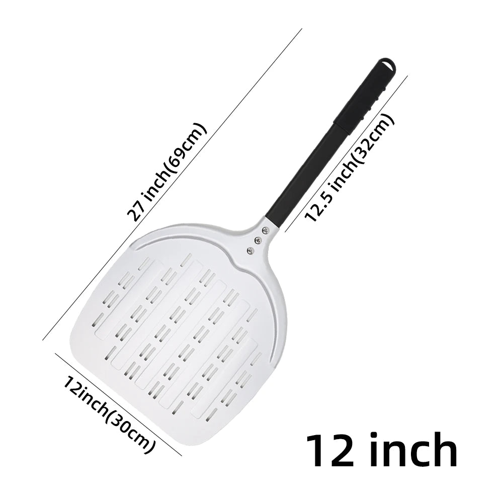 12 13 14 &7 Inch Pizza Peel Long Handle Turning Paddle Aluminum Pizza Turner Baking Tool Perforated  Kitchen Accessories
