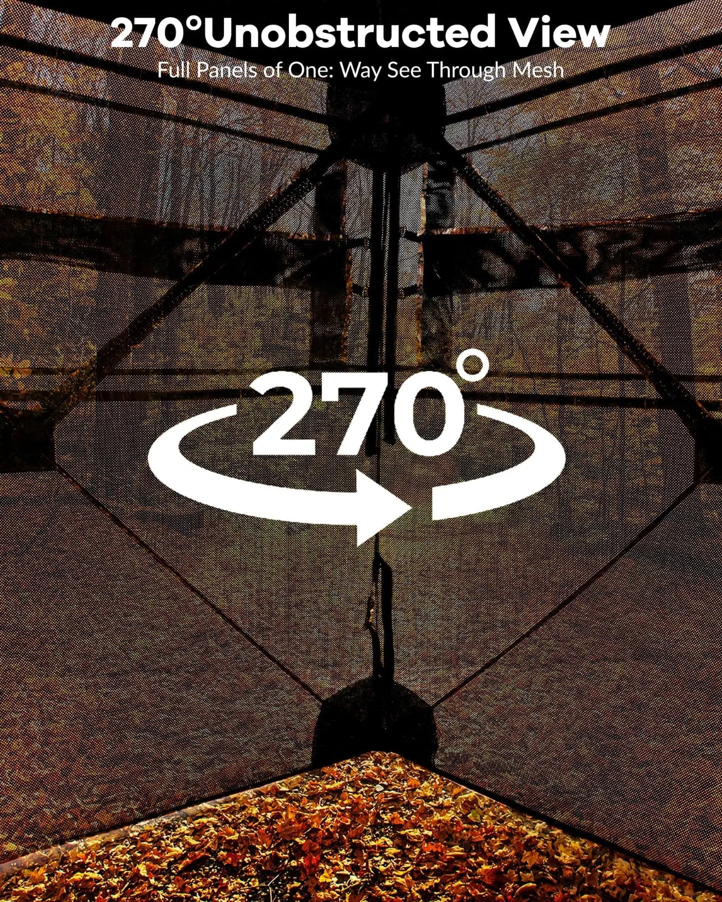 Portable Hunting Blind For 2-4 Person, 270° Visibility Ground Tent With Silent Magnetic Door & Carrying Bag, 58"x58"x66"