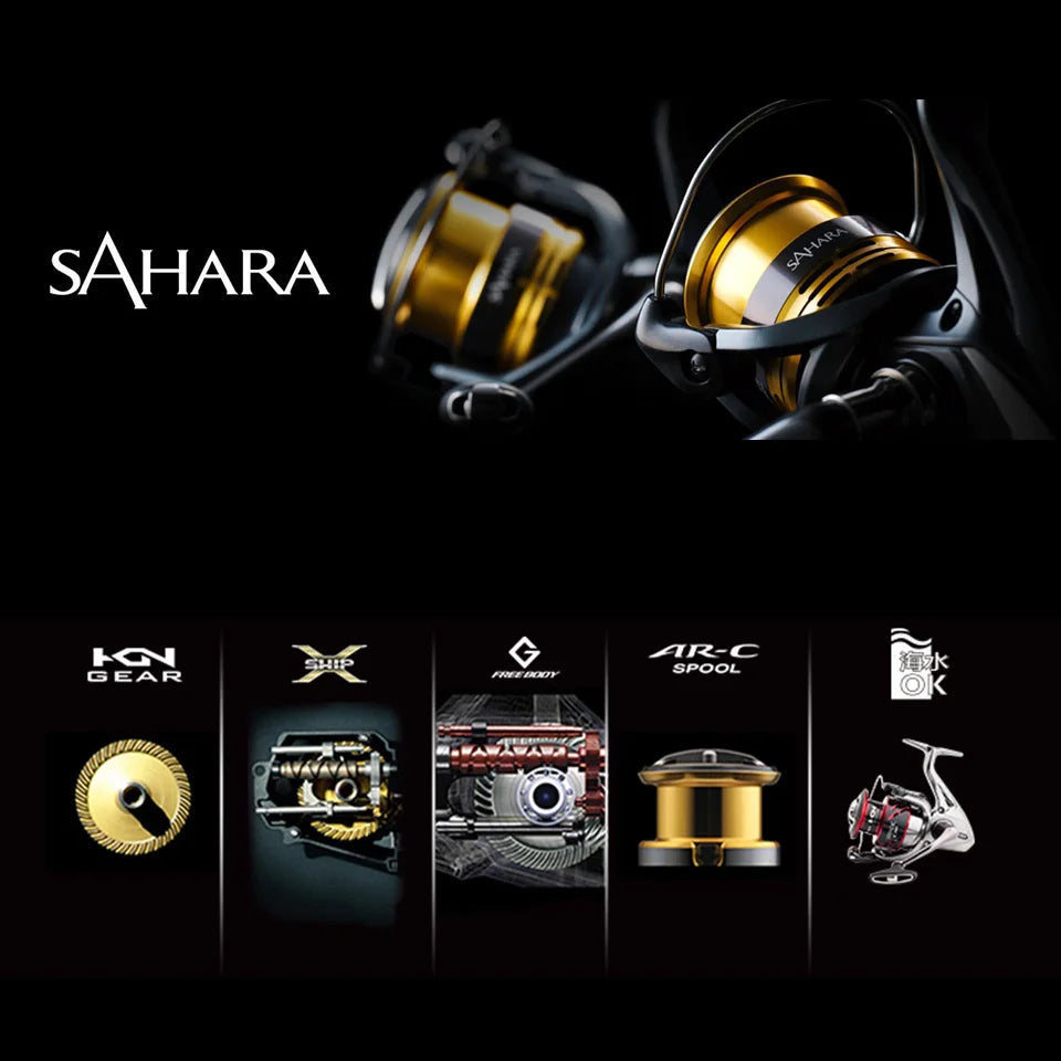 2022 SHIMANO Reel SAHARA Spinning Fishing Reel 5.0:1/6.2:1 Ratio Metal Spool 3-11KG Power Saltewater Fishing Reels