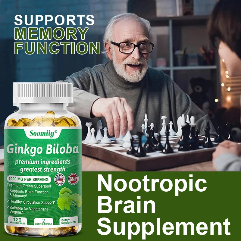 Premium Ginkgo Extract Supplement with B Vitamins for Brain Function, Memory, Circulation, Antioxidant, Health