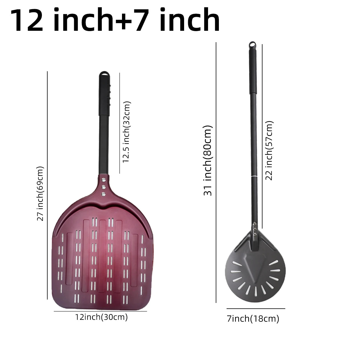 12 13 14 &7 Inch Pizza Peel Long Handle Turning Paddle Aluminum Pizza Turner Baking Tool Perforated  Kitchen Accessories