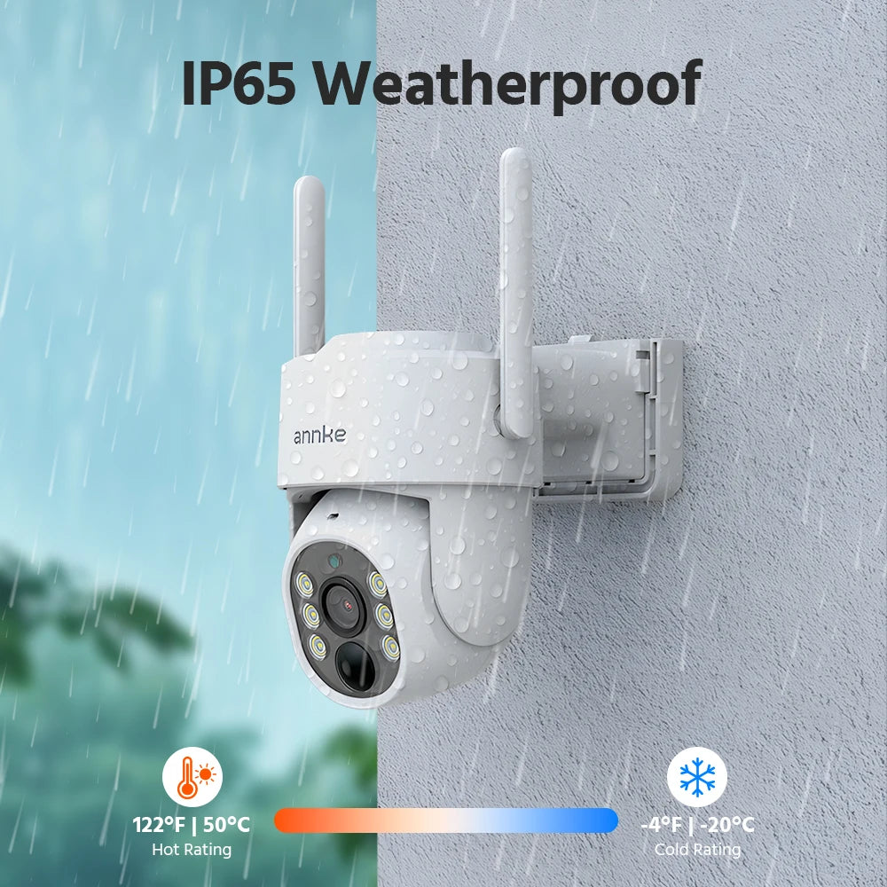 ANNKE 4MP Scalable Wireless Security Camera System 4CH 5MP Wireless NVR IP65 4MP PIR Two-way Audio Solar PT Camera