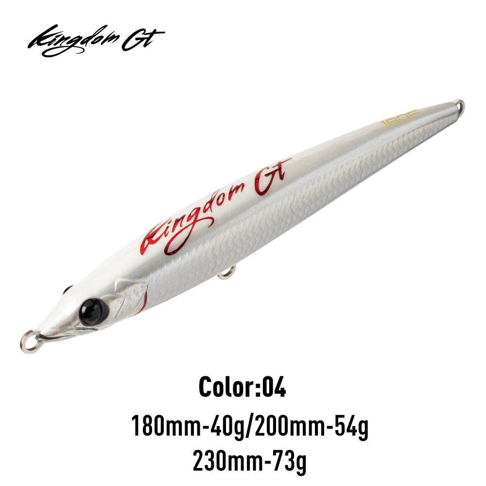 Kingdom Floating Pencil Sea Fishing Lure 40g  54g 73g GT Tuna Saltwater Fishing Artificial Hard Wobbler For Sea Fishing