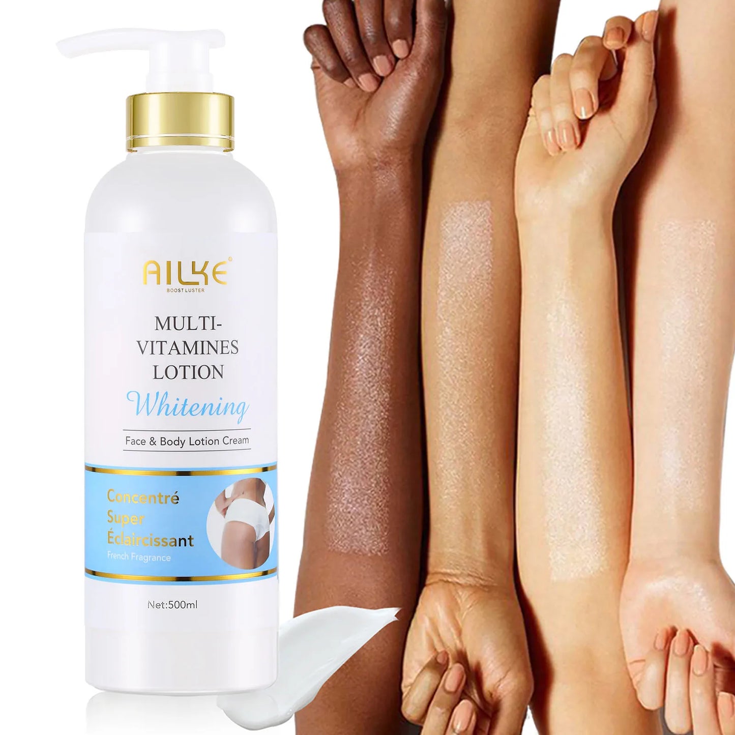 AILKE Multi-Vitamin Body Lotion, Whiten, Brighten, Remove Dark Spots, Hyperpigmentation, Moisturizes, Smoothes & Antioxidant