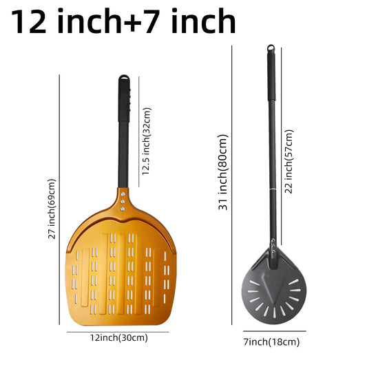 12 13 14 &7 Inch Pizza Peel Long Handle Turning Paddle Aluminum Pizza Turner Baking Tool Perforated  Kitchen Accessories