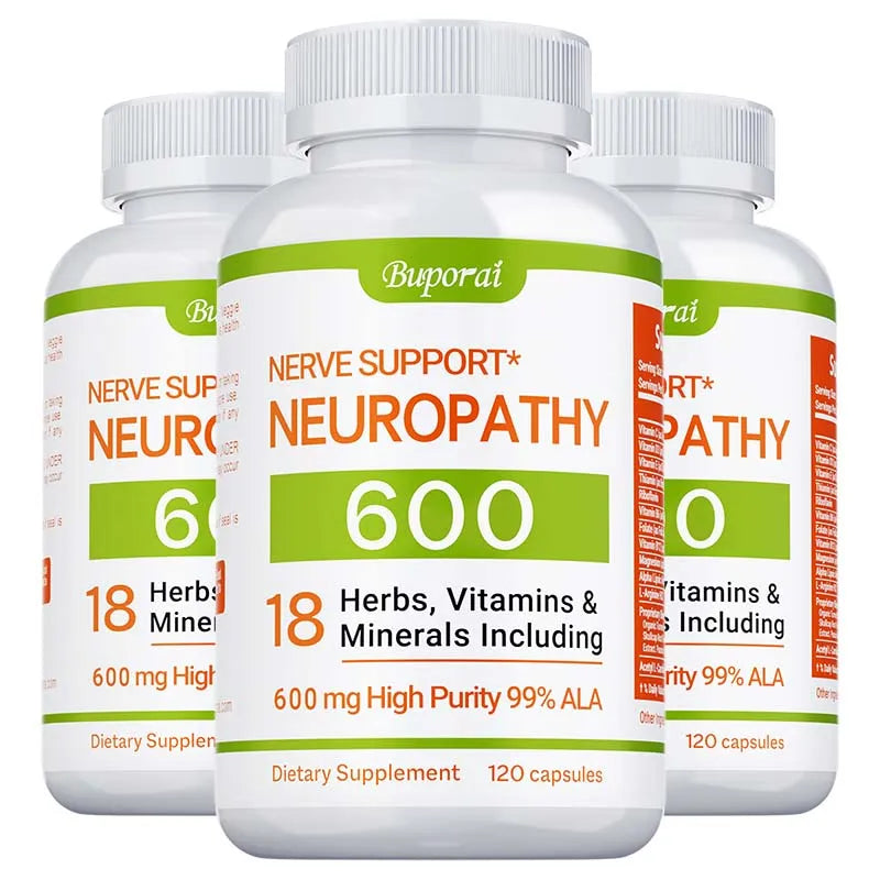Neuropathy Support Supplement 600mg - Antioxidant, Promotes Nerve Health, Cellular Energy, Metabolism and Anti-aging, Non-GMO
