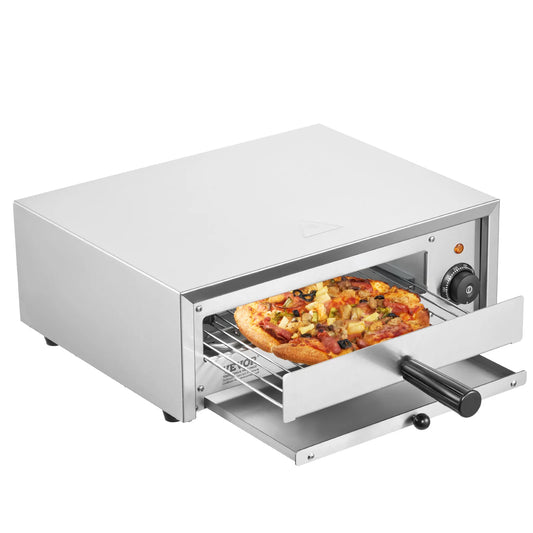 SucceBuy Countertop Electric Pizza Oven Stainless Steel Construction Crumb Tray for Both Commercial and Home Use