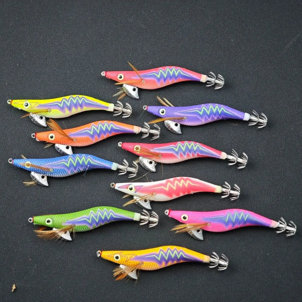 10pcs/set Glow Shrimp Fishing Lure Saltwater Real Shrimp Prawn Lures Cuttlefish Wood Shrimp Baits Squid Jig Fishing Accessories