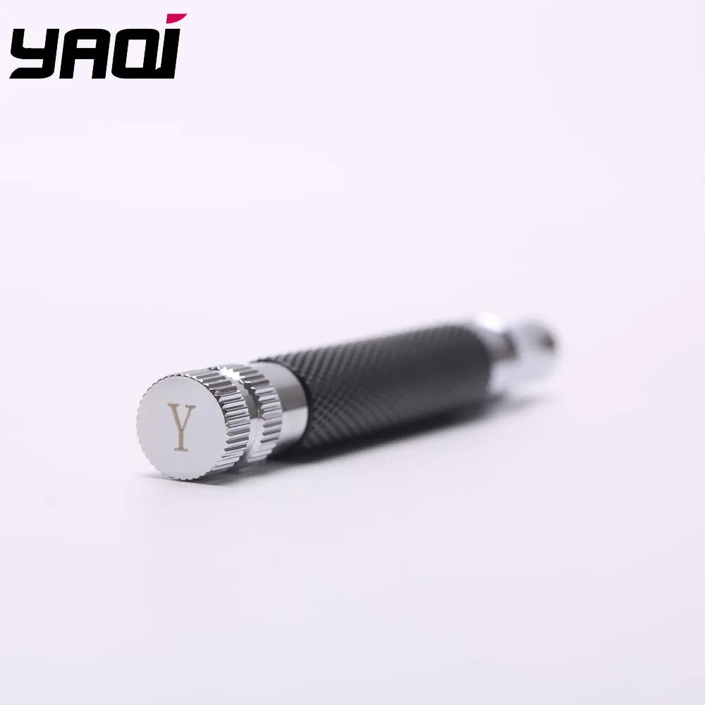 Yaqi Black and Chrome Color Brass Safety Razor Handle for Mens