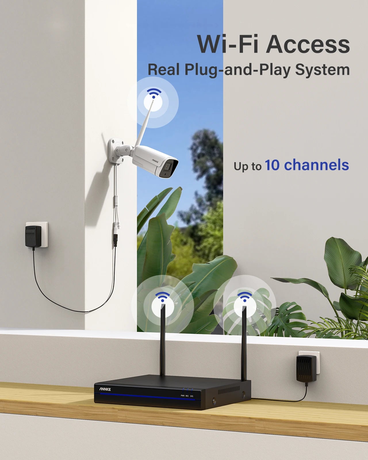 Annke WAS500 H.264+ 5MP Wireless CCTV System 10CH NVR Video Surveillance Kit Two Way Audio WIFI 4Pcs IP Security Camera 3.6MM