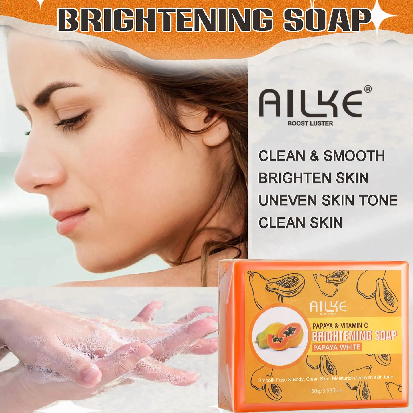 AILKE Multi Vitamin Brightening Body Lotion, Clean Skin, Increase Skin Radiance, Smooth, Even Skin Tone, Moisturizer Cream