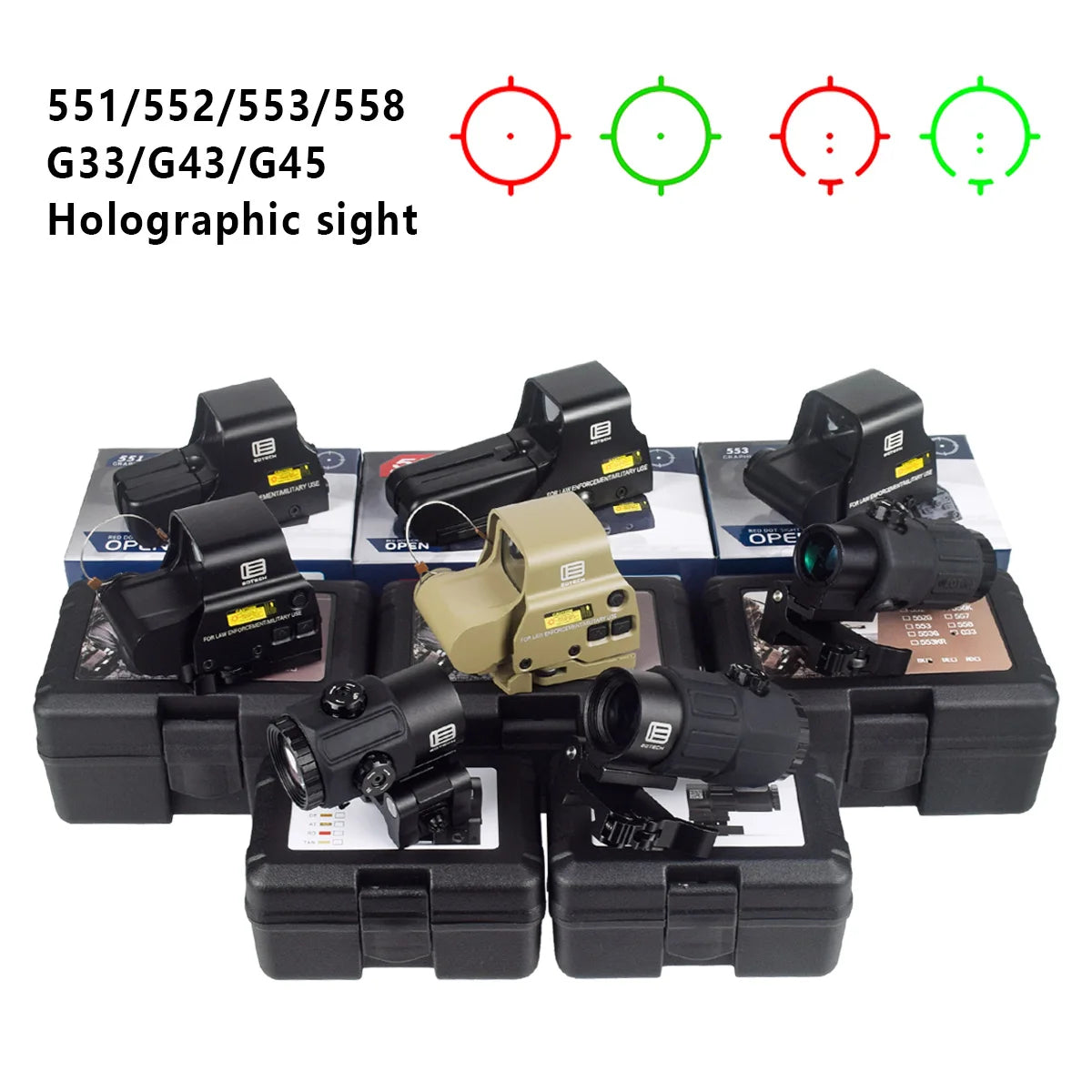 Tactical 551 552 553 558 Red Dot Holographic Sight Eotech G33 G43 G45 Scope 3X Magnifier Hunting Riflescope Hydra Riser Airsoft