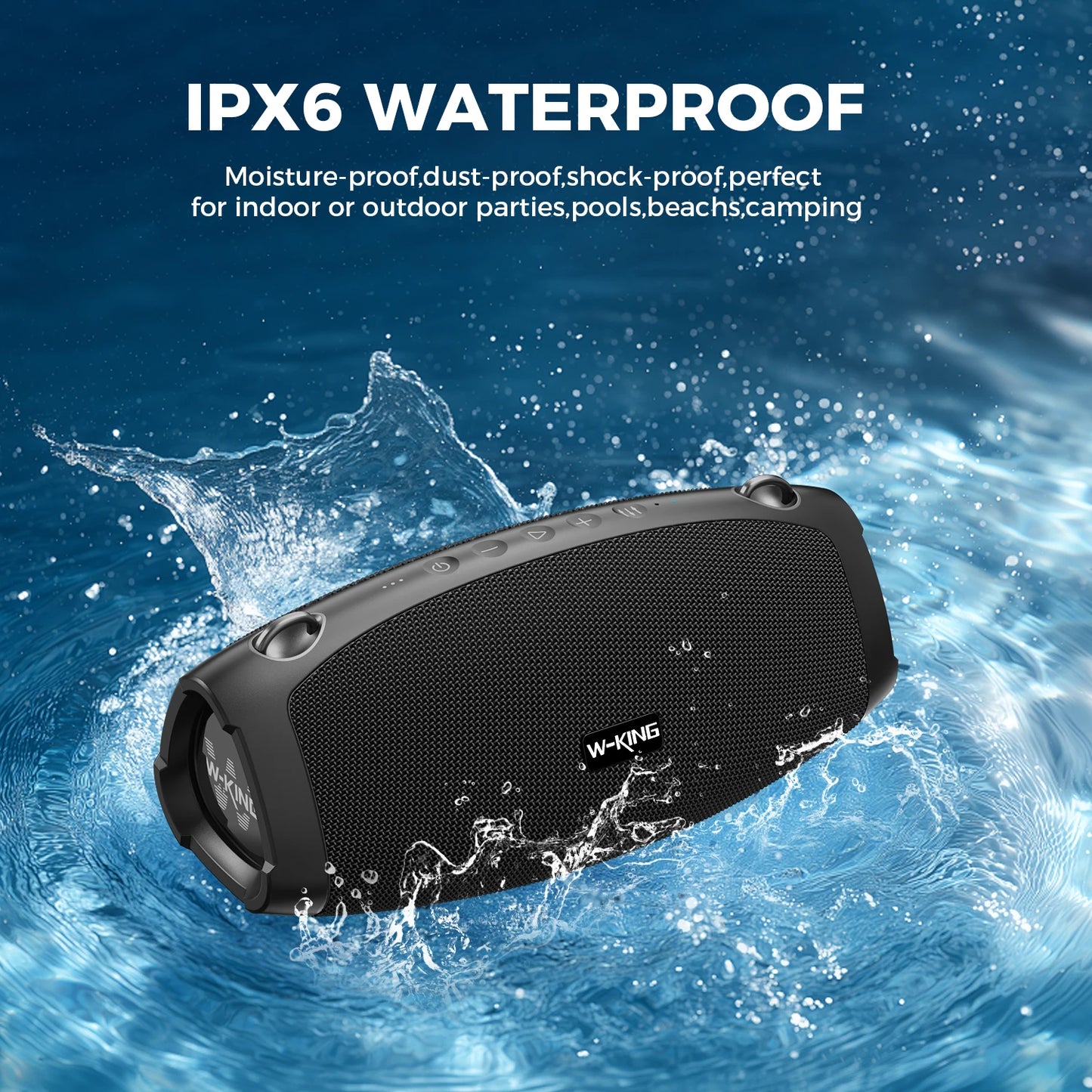 W-KING (120W PEAK)70W Portable Loud Bluetooth Speakers with Wireless Microphone,  Waterproof Outdoor Wireless Bluetooth