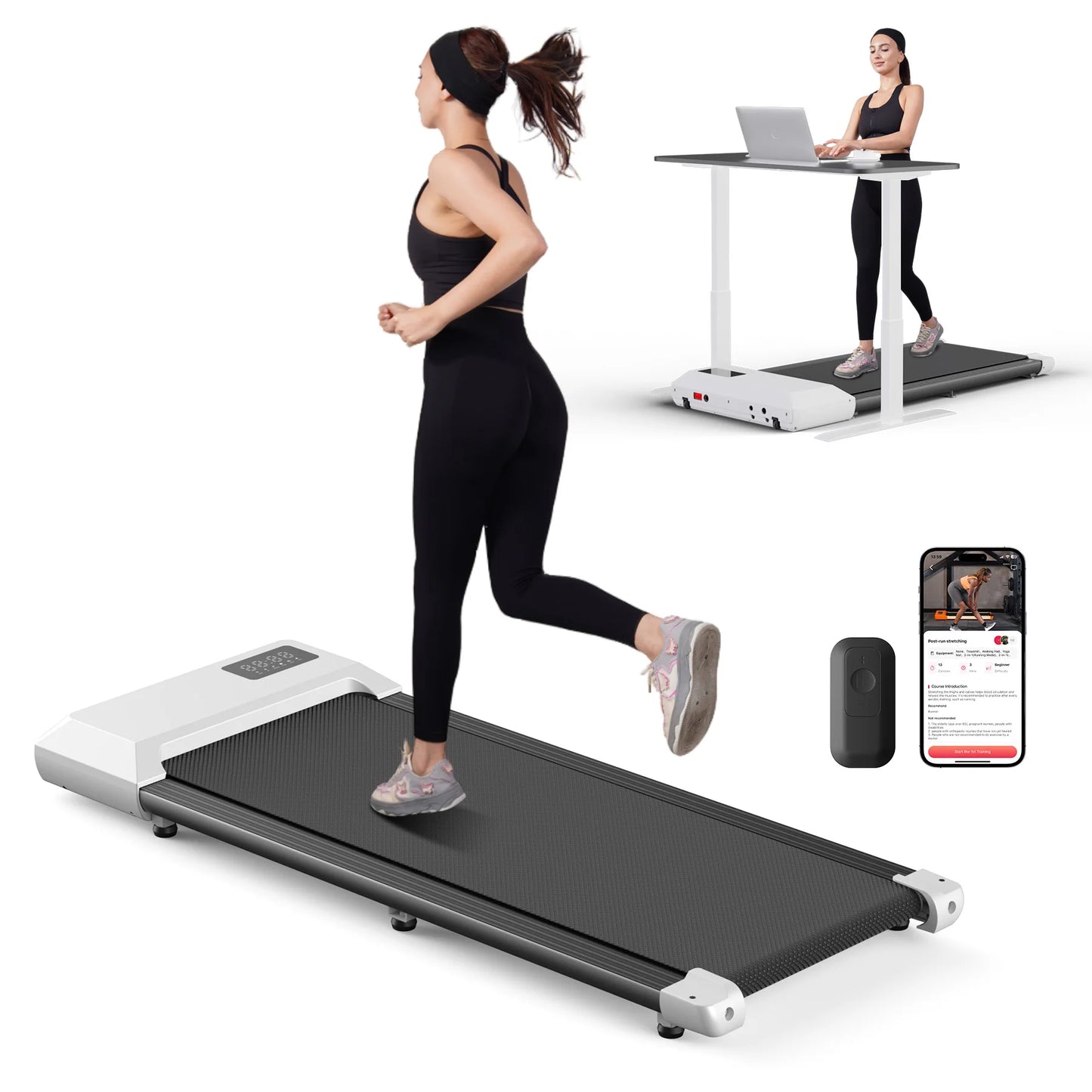 300lbs Treadmill for Home 2.5HP Treadmills Walking Pad LCD Digital Data Display 2in1 Walking Running Fitness Exercise Machine
