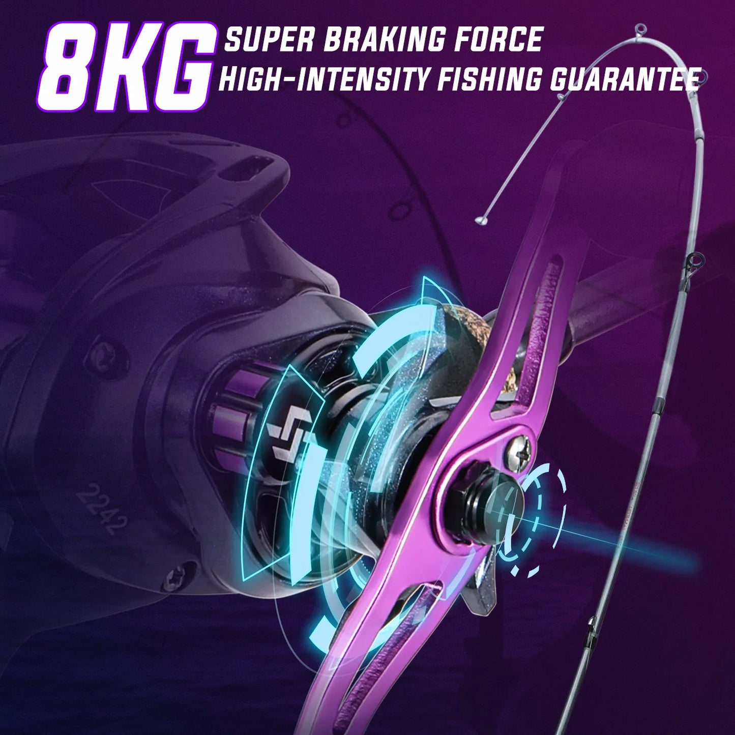 Sougayilang 1.7m Fishing Rod Carbon Fiber Casting Rod and Baitcasting Reel combo with Free Pe Line As Gift Max Drag 8kg for Bass