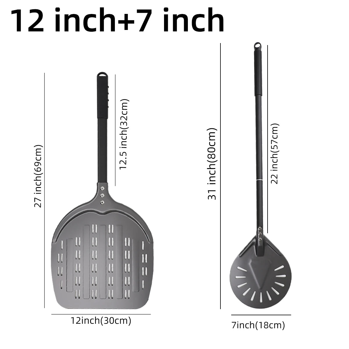 12 13 14 &7 Inch Pizza Peel Long Handle Turning Paddle Aluminum Pizza Turner Baking Tool Perforated  Kitchen Accessories