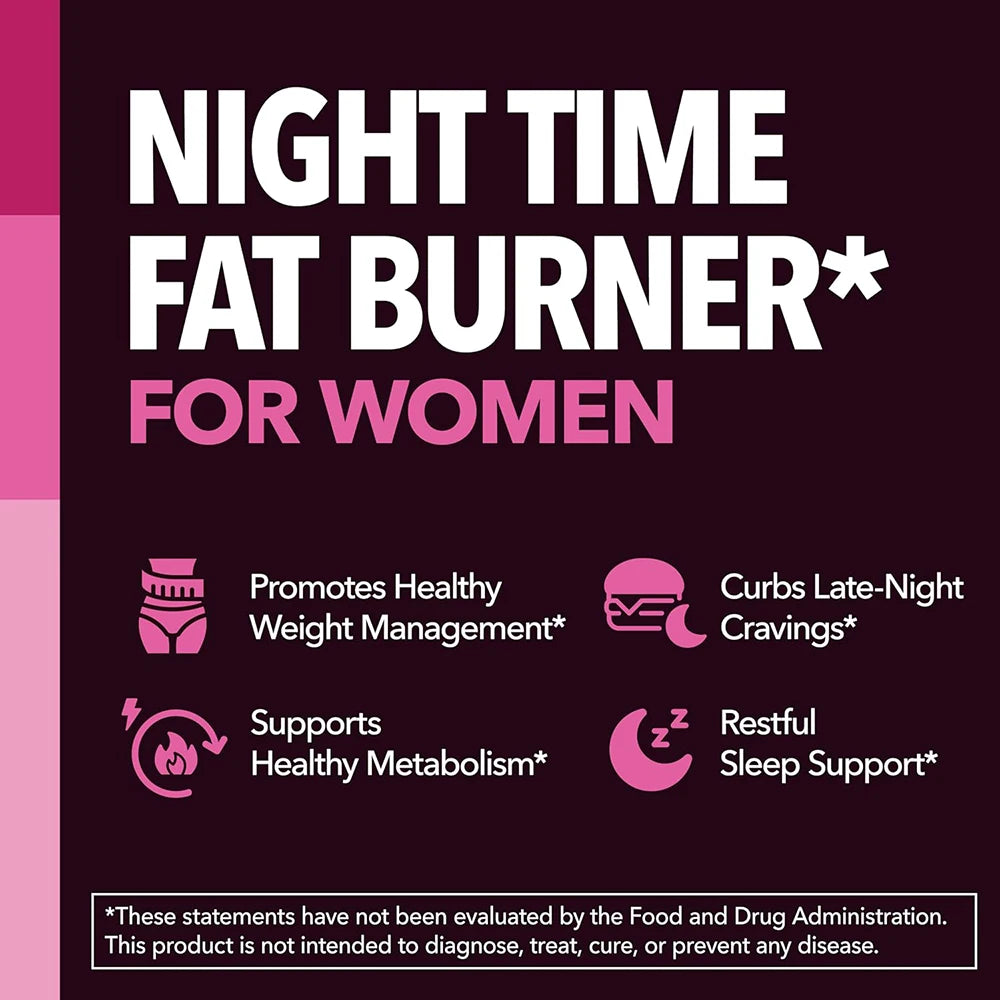 Night Time Weight Loss Pills for Women, Appetite Suppressant & Metabolism Booster, Nighttime Supplement Slimming While You Sleep