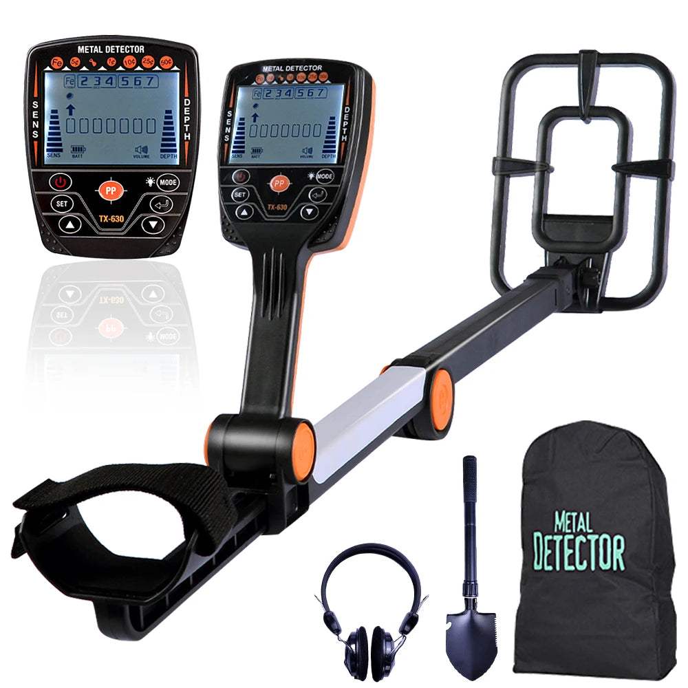 Foldable Underground Metal Detector TX-630 Adjustable Folding Metal Detector with High Accuracy Treasure Waterproof Search Coil