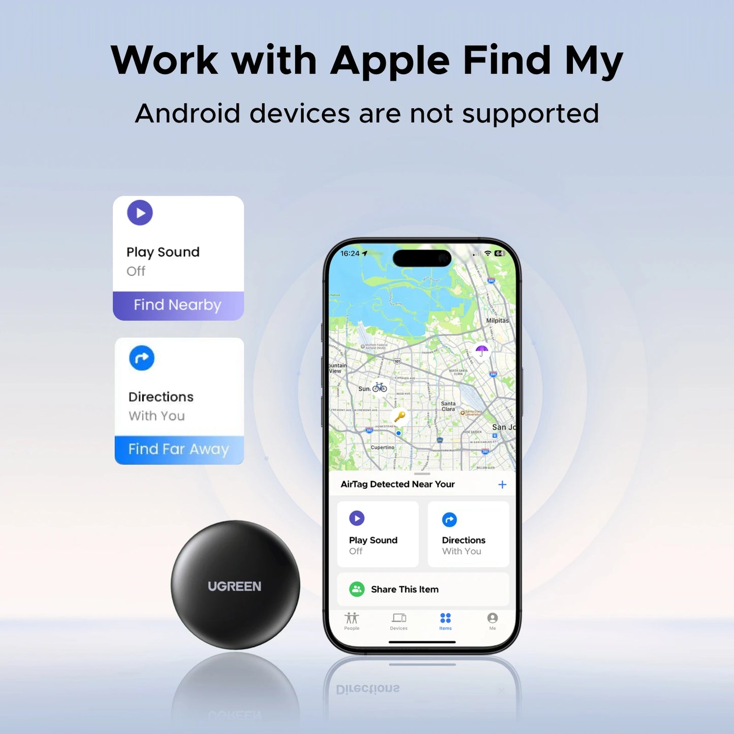 UGREEN Finder Security SmartTrack Link Smart Tag With Apple Find My Key Bluetooth GPS Tracker For Earbud Luggage MFi Finder IOS