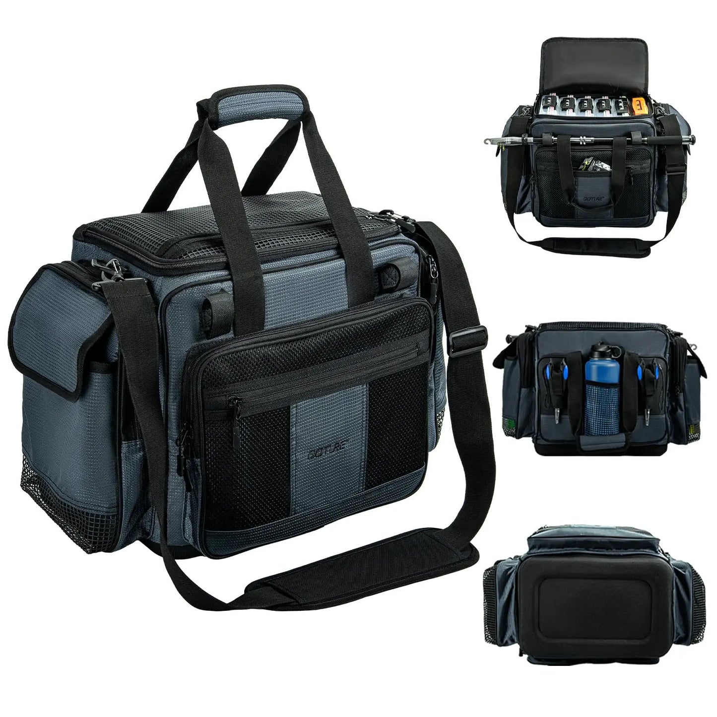 Goture Large Capacity Fishing Tackle Bag Waterproof EVA Hard Bottom Fishing Accessories Gear Storage Pack Outdoor Camping Bag