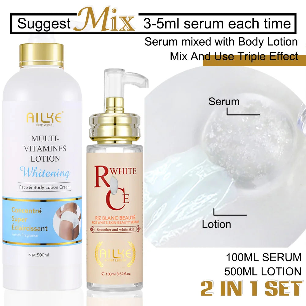 AILKE Multi Vitamin Brightening Body Lotion, Clean Skin, Increase Skin Radiance, Smooth, Even Skin Tone, Moisturizer Cream