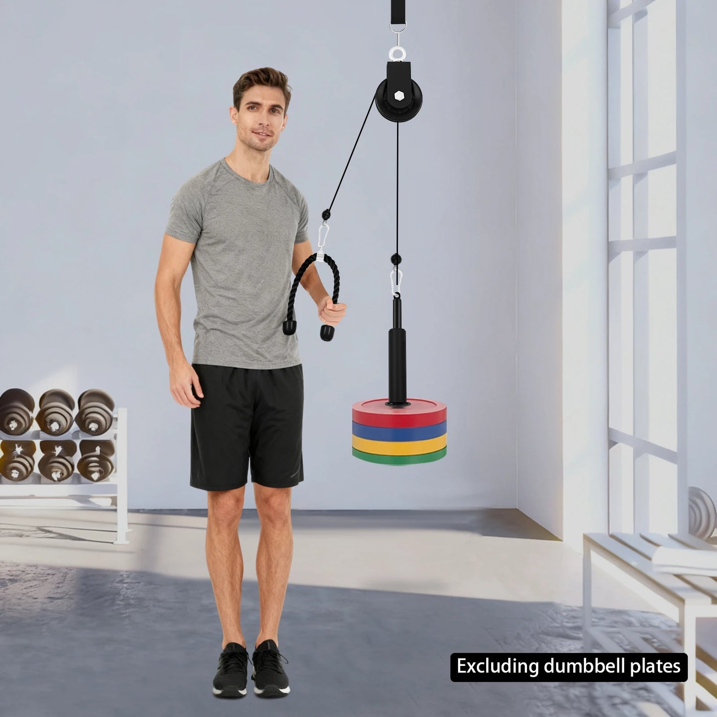 Pulley System Gym Modern Cable Weight Pulley System Unisex-adult Manual Cable Lat Pull Fitness