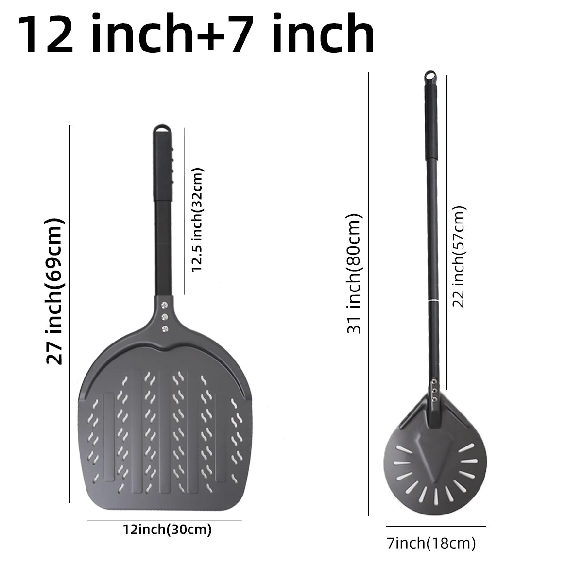 12 13 14 &7 Inch Pizza Peel Long Handle Turning Paddle Aluminum Pizza Turner Baking Tool Perforated  Kitchen Accessories