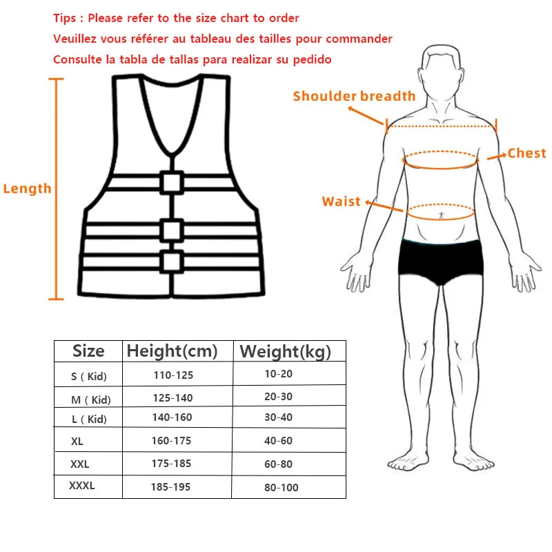 Life Jacket for Adults Children, Water Sports Safety Men Women Life Vests for Water skiing Rafting Surfing Kayaking Lifeguard
