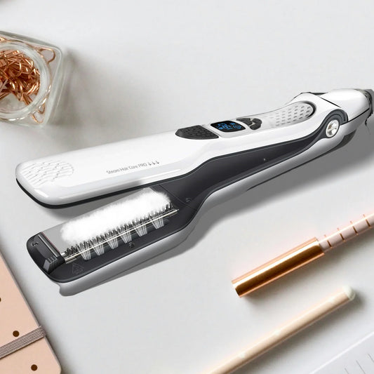 Professional Hair Straightener Heating Hot Hair Combs Dual Voltage Titanium Curling Iron Steam Flat Iron Hair Wide Plates Tools