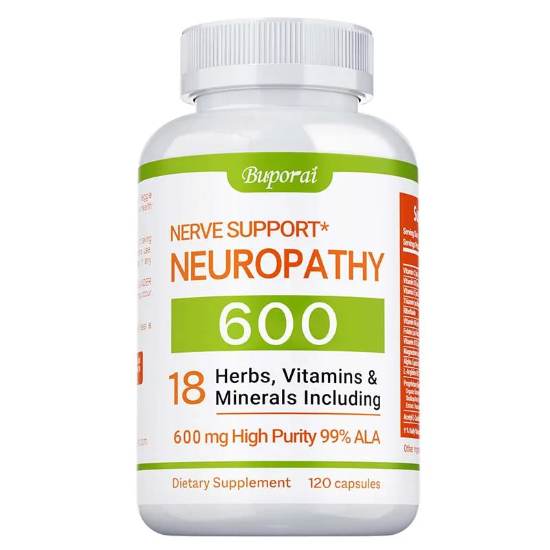 Neuropathy Support Supplement 600mg - Antioxidant, Promotes Nerve Health, Cellular Energy, Metabolism and Anti-aging, Non-GMO