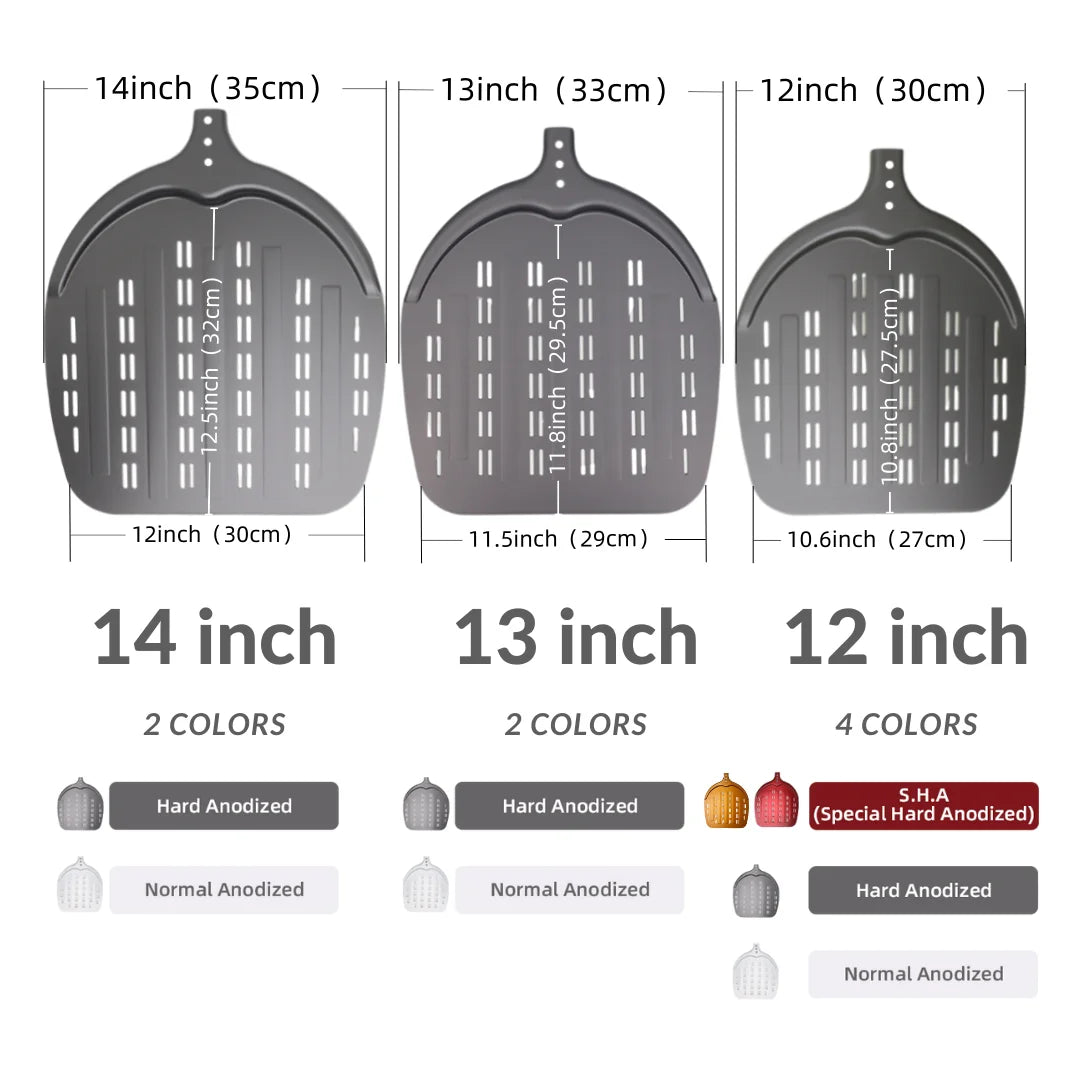 12 13 14 &7 Inch Pizza Peel Long Handle Turning Paddle Aluminum Pizza Turner Baking Tool Perforated  Kitchen Accessories