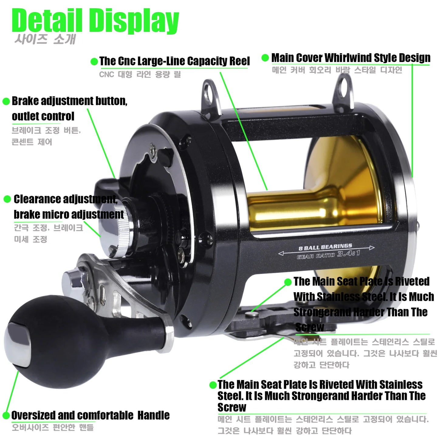 Trolling Drum Fishing Reels All Aluminum Alloy Body Sea Saltwater Accessories Drag 30KG Jigging Reel Boat Carretilha De Pesca