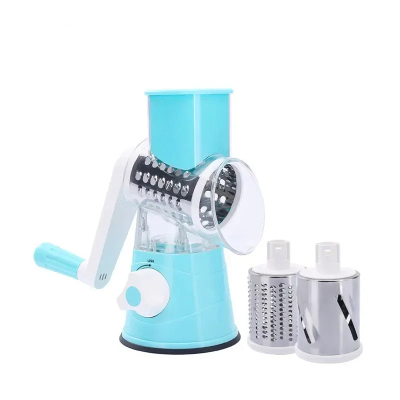 Multifunctional Vegetable Slicer Shredder Cutter Tool 3 Sharp Drums Manual Hand Operated Grater Cheese Peanut Cookie Chopper