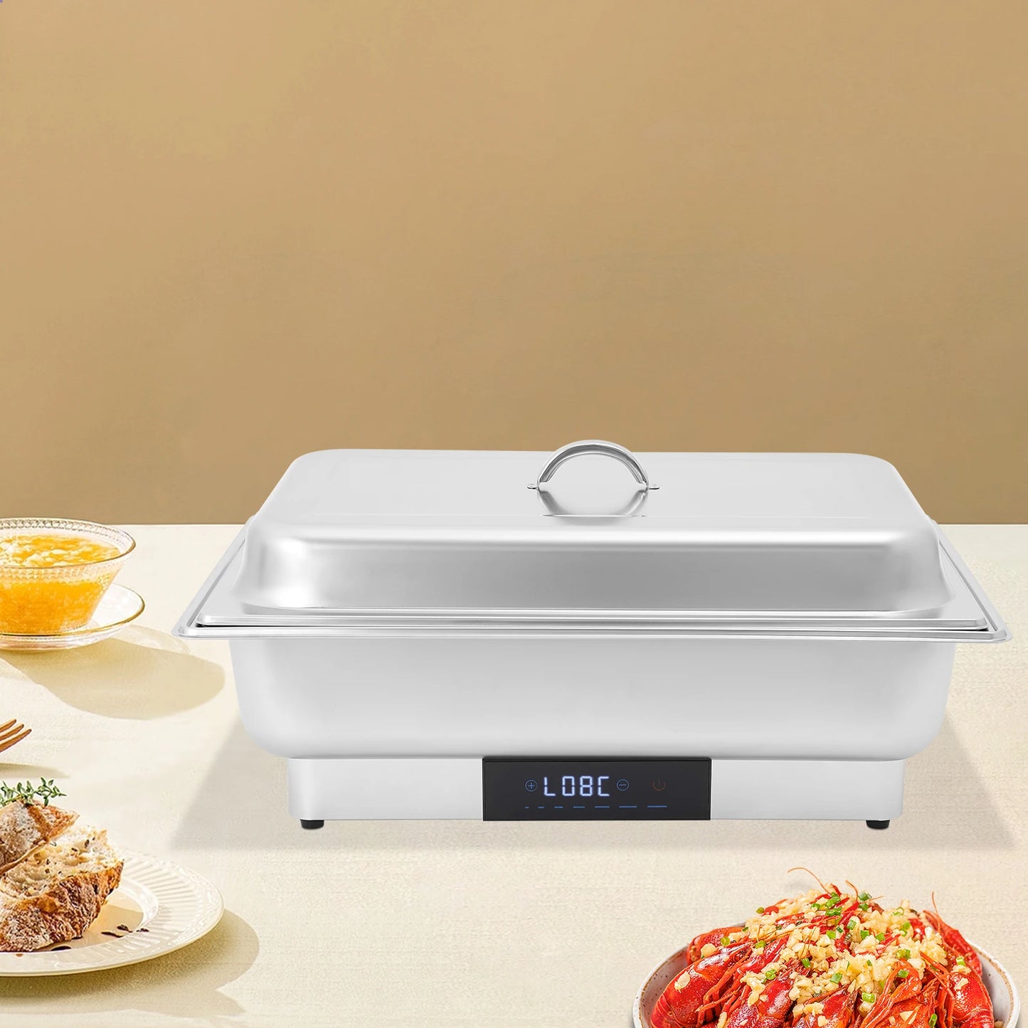 9L Electric Chafing Dish Buffet Set 1/2/3 Compartment Food Warmer with Digital Display Temperature Control for Restaurant