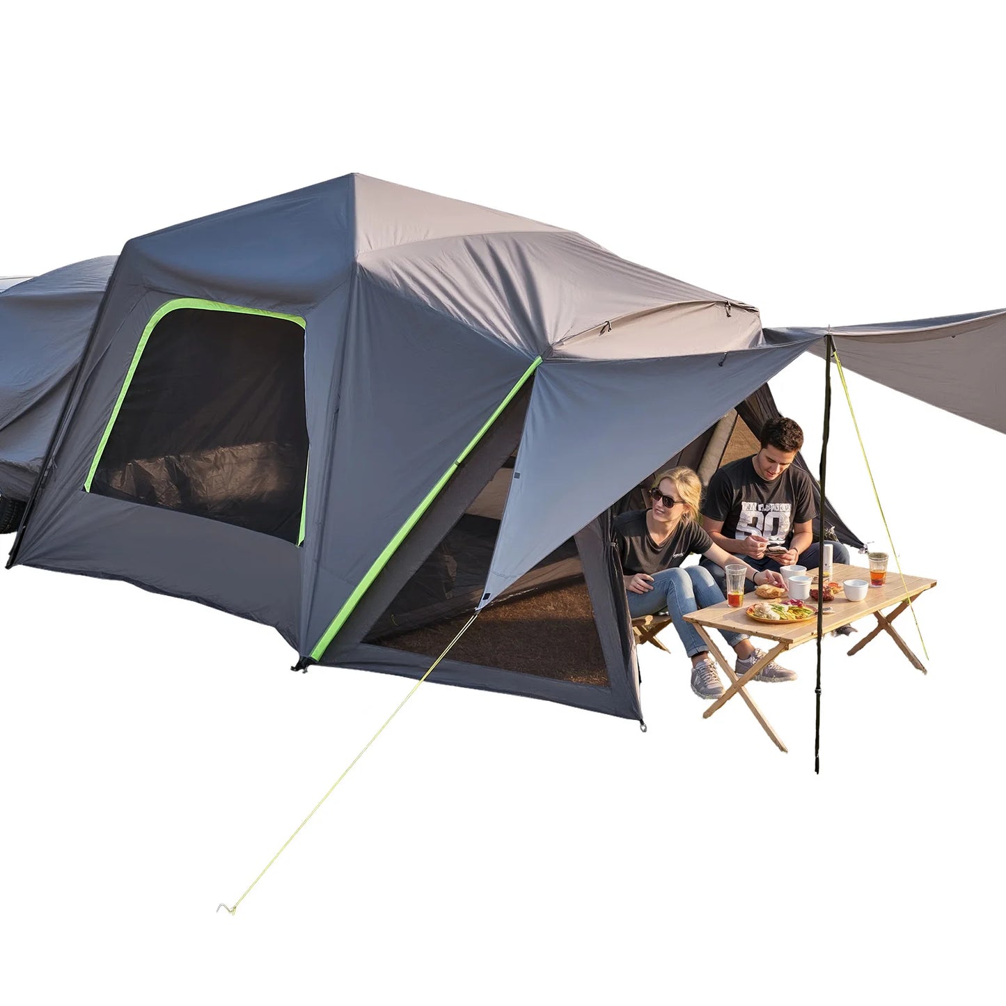 SucceBuy SUV Tent for Camping Waterproof PU2000mm Spacious Double Layer Design SUV Camping Tent with Shade Awning , Mesh Windows