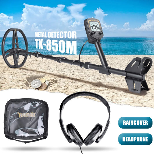 TX-850M Professional High Accuracy Metal Detector New Advanced DSP Chip Adjustable Length Larger LCD Display 11" Waterproof Coil