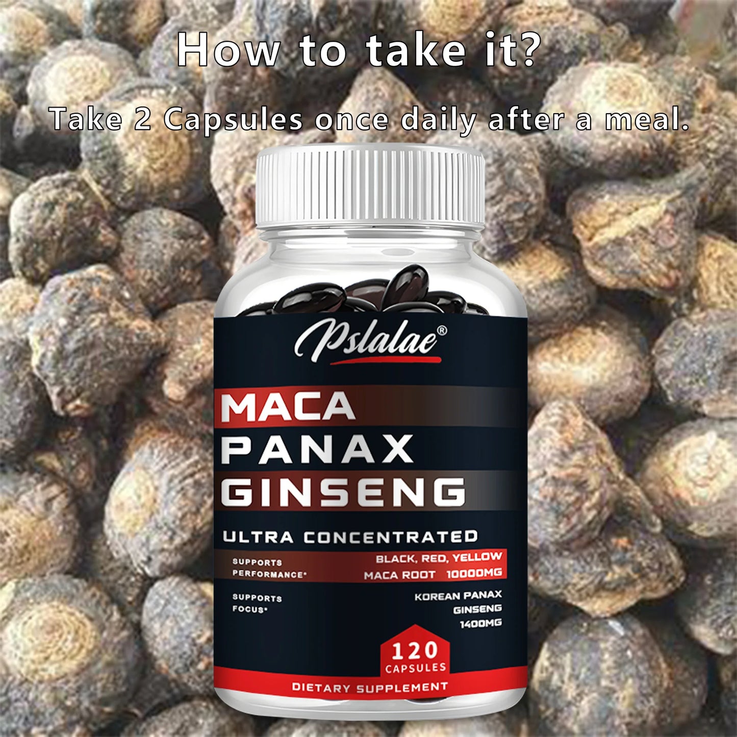 Maca Ginseng Capsules - Support Natural Men's Health and Promote Energy, Endurance and Performance - 120 Capsules