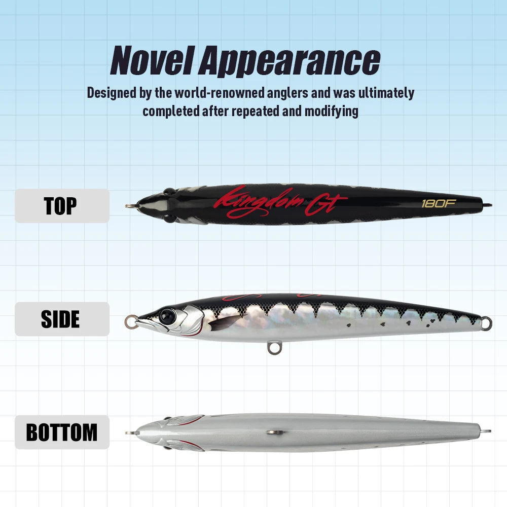 Kingdom Floating Pencil Sea Fishing Lure 40g  54g 73g GT Tuna Saltwater Fishing Artificial Hard Wobbler For Sea Fishing