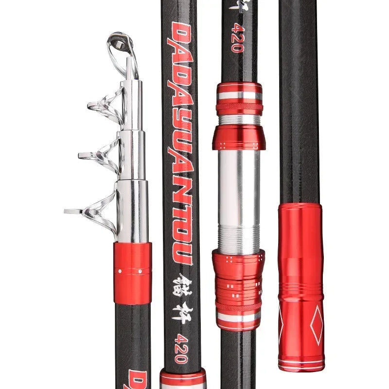 2.1-4.5M Carbon Fishing Rod 50kg above Superhard Long Distance Throwing shot Rod Telescopic Sea Boat High Quality Fishing Gear