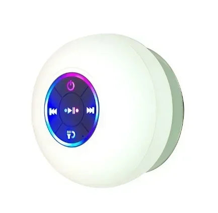 Mini Portable Wireless Bluetooth Speaker - IPX4 Waterproof LED Loudspeaker with Large Suction Cup for Outdoor, Bathroom & Travel